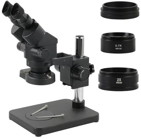 Mikroskop-Zubehör, Fernglas-Mikroskop-Vergrößerung, kontinuierlicher Zoom, 7-fach - 45-fach, Stereo-Mikroskop-Set + WF10X/20 mm Okular für Telefon, PCB, Löten, Haltbarkeit und zuverlässige Leistung