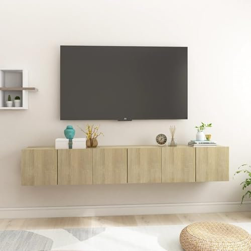 Buzaza TV-Hängeschränke 3 STK. Sonoma-Eiche 60x30x30 cm TV Board Fernsehtisch Wandregal hängend