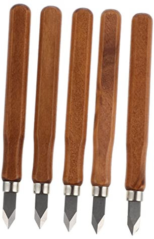 ULDIGI 5piezas Cuchillos De Tallado Para Madera Con Mango De Madera De Manganeso Duraderas Para Manualidades y Marcado Preciso Carpintería Herramientas Para Principiantes y Expertos