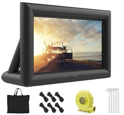 inflatable movie screen, Inflatable Projector Screen Outdoor with Quiet Fan, Blow up Mega cinema screen Theater Projector Screen for Backyard Party Travel,14ft