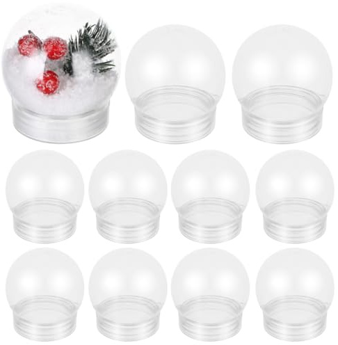 Angoily 20 PièCes Boule à Neige Vide 6cm 150ml Boule a Neige Personnalisable, Bricolage Globe d'eau en Plastique Vide pour La DéCoration D'Artisanat De NoëL