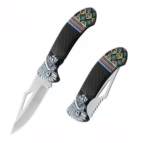 Hangdong Outdoor Messer,Klappmesser Jagdmesser Taschenmesser Werkzeuge für Camping Wandern,Weihnachtstag Männer Geschenke (schwarz)