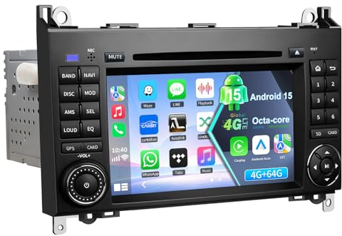QIIKEN Autoradio 15 4GB+64GB mit Bildschirm, für Mercedes-Benz Bluetooth CarPlay/Android Auto/GPS/Built-in 4G/DSP, 8-Core Autoradio, A-Klasse W169/B-Klasse W245/Viano/Vito W639/Sprinter W906