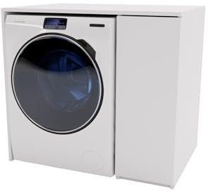 MRBLS_HOME Armoire de machine à laver - 96 x 88,5 x 62 cm (l x H x P) - Armoire pour machine à laver - Minimaliste - Armoire superposée - Machine à laver ou sèche-linge - Armoire moderne (Blanc Mat)