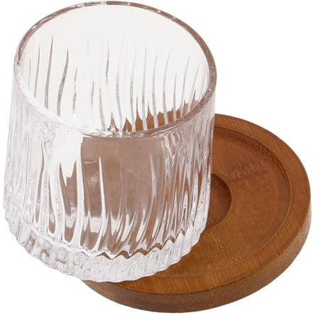 PRETYZOOM Bicchieri da Whisky Rotanti con Base in Legno Trasparenti e Multiuso per Whisky Cocktail e Vini Capacità per Casa e Bar