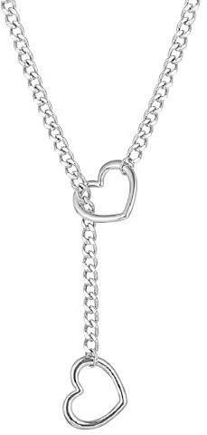Love Shackles Heart Shaped Necklace | Love Heart Chain Slip Chain | Punk Gothic Heart Y Choker Cuban Necklace Jewelry Pendant For Girls Wives