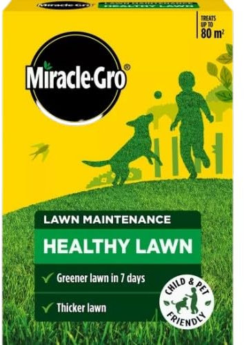 MiracleGro Healthy Lawn Fertiliser – Fast Green-Up Lawn Feed for Established Lawns – NPK 14-0-5 – Covers 80m² or 140m² (80m²)