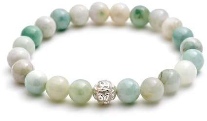 BERGERLIN Naturstein Perlenarmband Damen Herren, 8mm, 925 Silber | Naturstein Armband Damen 8mm: echte Heilsteine, 925 Silberperle mit Mantra – vom deutschen Prüflabor bestätigt.