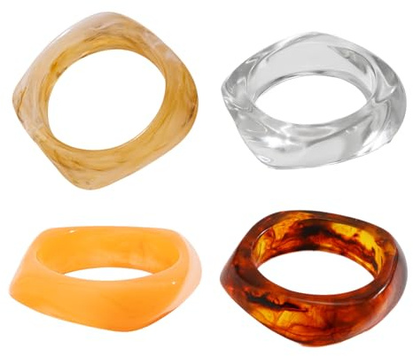 ycezw Damarmband, set med 4 stycken vintage harts, färgglada och breda handledssmycken för streetwear-stil, vardag, fest och dejt, damarmband, estetiskt mode c