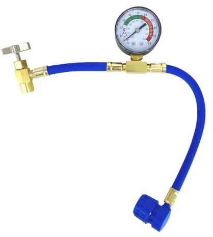 INFloo R134a R1234yf Tuyau de remplissage pour climatisation avec manomètre Faible pression 11 mm Réutilisable Convient à tous les modèles de véhicules