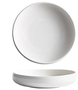 Piatti Moderni Ciotola for insalata in ceramica bianca da 8,5 pollici, for dessert, torte, stoviglie cucina, adatta for ristoranti, bar e hotel Piatto Fondi(10 in)