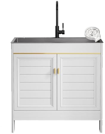 JKJZSALJ Meuble D'Évier D'Extérieur en Acier Inoxydable, Résistant Et Étanche, Idéal pour Les Restaurants, Les Buanderies Et Les Garages, Blanc, 80 X 45 X 80 Cm