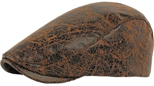 Fopytu Casquette Plate Vintage en Cuir PU, Casquette Gavroche Classique, Béret Tendance, Chapeau De Conduite Ajustable, Chapeau De Pêche Souple pour L'automne l'hiver