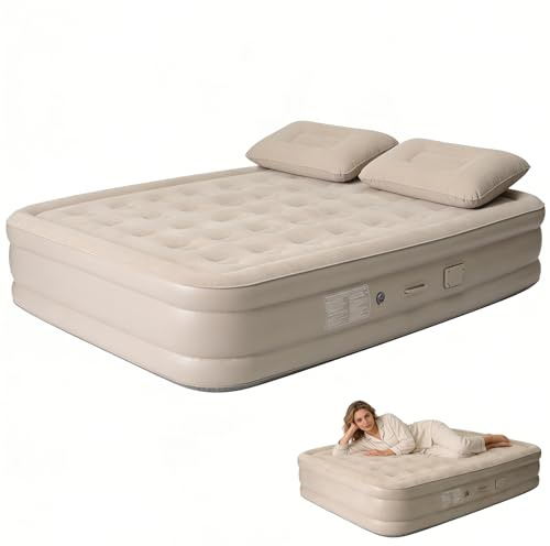 JAOGAUS Luftbett 2 Personen 200x150x40 cm mit elektrischer Pumpe | Schnell aufblasbare Luftmatratze mit Flock-Oberfläche, Gästebett für Zuhause, Camping und Outdoor, bequem & stabil