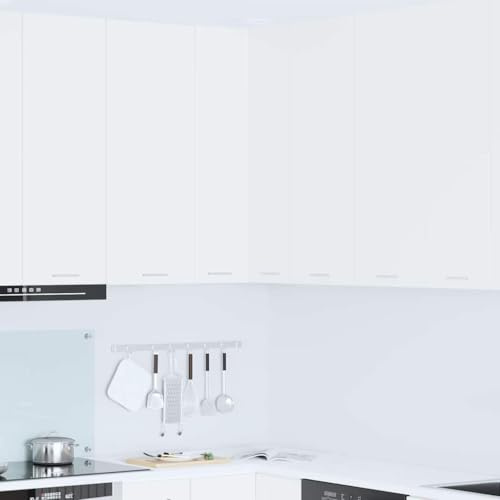 GeenYuu White Hanging Corner Cabinet, Engineered Wood Kitchen Storage for Pantry & Utility, 57x57x100cm Wall Mounted Organizer with Doors