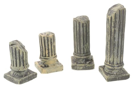 Hemobllo Roman Column Fish Tank Decor 4Pcs Resin Aquarium Roman Ruins Ornaments for Freshwater & Saltwater Aquariums Ancient Pillar Decoration for Betta Shrimp Reptiles Turtles