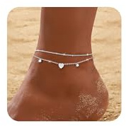 Fußkettchen für Damen Silber 925 Gold Fussketten Wasserfest Sommer Schmuck | Layered Fussketten Damen,Verstellbar,Zirkonia Kleeblatt Herz Blume Schmetterling Tennis,Fußkette,Strand Schmuck Geschenk