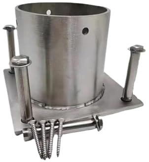 304 rostfritt stål runt stolpbasfäste for däck och trappskena - stolpeankare for staket, uteplatser och industriell användning(2PCS 2.4inx3in)