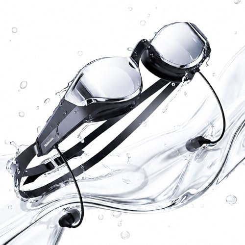 SollaWave AI Music Smart Goggles Swimming Headphones, Real-Time Voice Feedback + 4GB MP3 Player, 9-Axis Motion Tracking Swimming Earbuds, IP68 Waterproof Headphones for Swimming with App & AI Analysis