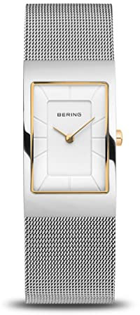 BERING Damen Quarz Uhr | Armbanduhr 22 mm silbernes Edelstahlgehäuse und weißes Zifferblatt | Milanaisearmband | Saphierglas | 5 ATM | 10222-010-S