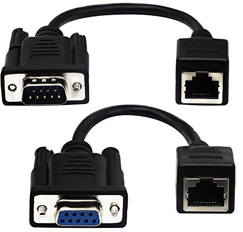 zdyCGTime RJ45 auf RS232 Adapter kabel,DB9 9pol Serial Port Weiblich & Männlich auf RJ45 Weiblich CAT5/6 Ethernet LAN Konsole kabel.(18cm/1Paar)