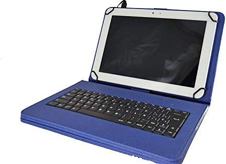 Theoutlettablet® Funda Azul con Teclado extraíble en español (Incluye Letra Ñ) para Tablet 10 Pulgadas 3G Dual SIM - TOSCIDO K108 10.1