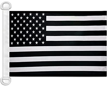 AZ FLAG Bootsflagge USA Schwarz und weiß 45x30 cm Kunststoffringe | Für außen und Boote Vereinigten Staaten von Amerika Bootsflagge Black and White USA Mesh-Polyester