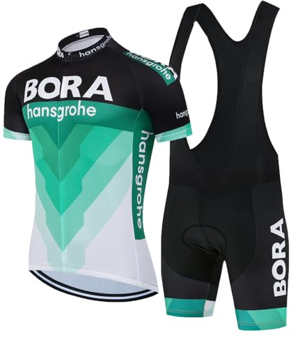 HOMTOL Cykelkläder för män, kortärmad, herrtröja, cykelbyxor, cykeltröjor för män, snabbtorkande, ventilerande med 3D-sittdynor, Grön, 4XL