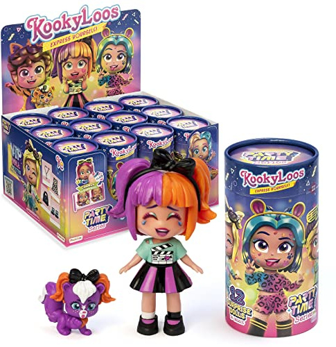 KOOKYLOOS Serie Party Time – Muñecas Sorpresa Coleccionable con Accesorios de Moda, Ropa, Zapatos y Juguetes y 3 Expresiones Divertidas.Incluye la colección Completa
