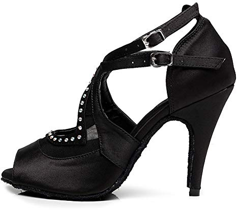 RUYBOZRY Zapatos de Baile Latino Mujer Salsa Bachata Tango Zapatos de Baile Estándar,5014-Black-6,EU 39