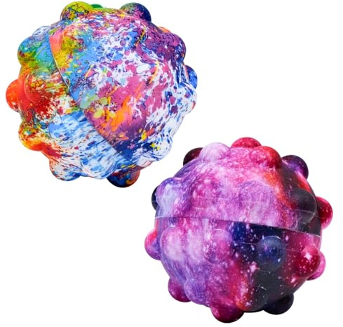 FORYNXHWIN 2 Pcs Pop Bubble Fidget Toys, Colorful Silicone 3D Push Stress Ball, Fidget Sensory Ball Toy for Adults Stress Relief, Sensory Fidget Tool for Office Desk Anxiety