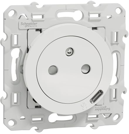 Schneider Electric - Odace - Prise affleurante + usb C10,5W - blanc - S520089