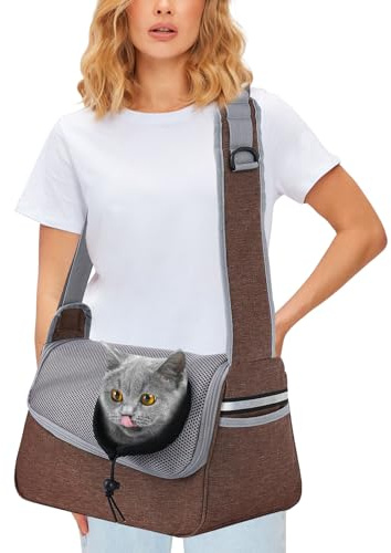 PETCUTE Hundetragetasche,Verstellbare Hundetasche Tragetuch mit Halsband Haken und Taschen,Atmungsaktiv Tragetuch Hund Haustier Schultertasche Hundetragebeutel für Kleine Hunde Bis 5 kg