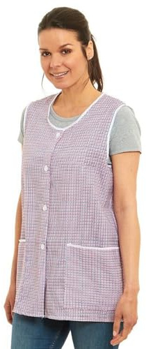 Ladies Dogtooth Buttons Through Design Piping Tabard Apron Overalls Front Pockets Stylish Tabards for Women Casual Aprons for Women to Use in Home Kitchen Restaurants Coffee Shops UK Made