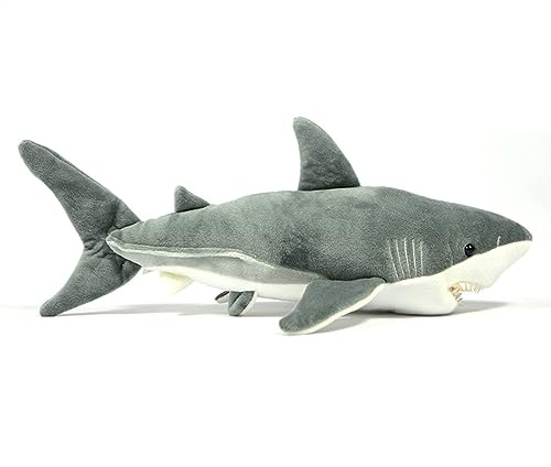 lilizzhoumax Hai Plüschtier 63cm Grau-Weiß – Realistisches Weißer Hai Kuscheltier & Großes Fisch Kissen, Kawaii Riesen Stoffhai, Weiches Ozean Tiere Spielzeug, Geschenk für Kinder & Freunde
