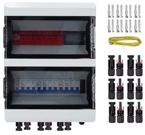 GTYORUS Boîte Photovoltaïque,DC überspannungsschutz PV Solar Trennschalter mit Solarstecker 3 String 1000V Photovoltaik DC Leitungsschutzschalter Blitzschutz Erdung für PV Anlage(3 in 3 out,40A)