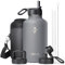 Botella de agua isotérmica de 2L, Coolflask Botella de agua con pajita y 3 tapas, Botella de acero inoxidable isotérmica con doble vacío a prueba de fugas para agua fría y caliente, Gris