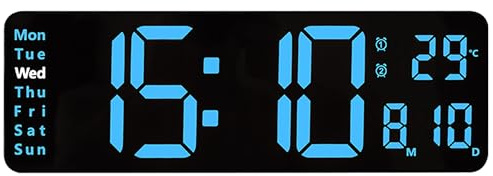 iTOMA Horloge numérique, 13 Grand écran LED Horloge Murale pour la décoration de Salon, réveil, minuterie, 12 / 24h, Grande Horloge à Gradation Automatique de luminosité avec Date/température 6629