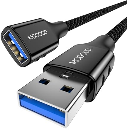 MOGOOD Câble Rallonge USB 3.0 3M, Mâle vers Femelle, 5Gbps, Nylon, Noir | nylon tressé, alliage de zinc, 5Gbps, Plug-Play, imprimante, disque dur, PC, portable, bureau, voyage, maison, écran