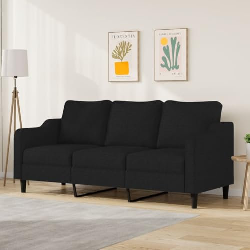 ZEYUAN 3-Sitzer-Sofa Schwarz 180 cm Stoff, Loungesofa, Sofas & Couches, Relaxsofa, Couch für Wohnzimmer, Couch Mit - 359371