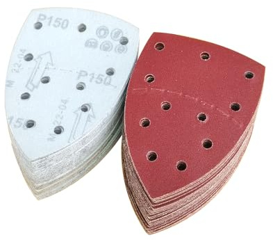 Wanmutrun Schleifpapier für Dreieckschleifer Klett 100Stück 11Loch Körnung 150 Schleifdreiecke für Deltaschleifer