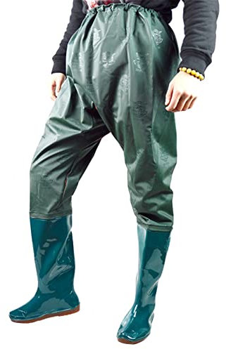 HWBZSZY Super Hohe 110cm Wathose, Herren Damen Wasserdicht Watstiefel Nylon/PVC Atmungsaktiv Anglerhose mit Stiefel 35-45 Leichte Regenstiefel Fischer Teichhose Watthosen,Grün,42 EU