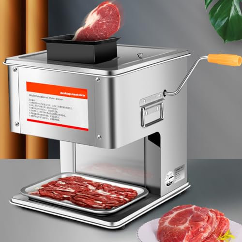 Cortadora de carne automática multifuncional con 2 juegos de cuchillas,rebanadora y trituradora,cortadora comercial eléctrica + manual,cortadora de carne,para uso doméstico y en restaurantes,2.5mm