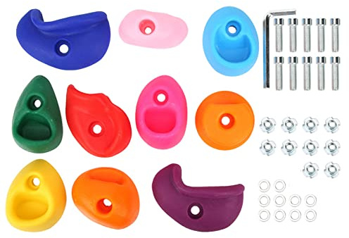 flexman 10 Rock Climbing Holds, Multicolored Rock Wall Grips, Climbing Rock Wall Grips with Mounting Accessories for Indoor and Outdoor Playground Play Set (Paquete de 10 tamaño mediano.)