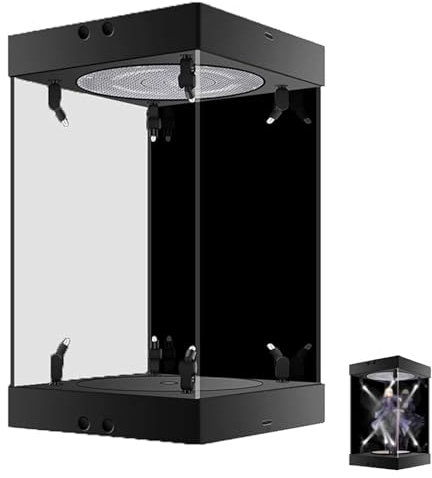 Dtyubfg Acryl Schaukasten Vitrine - Transparent und Staubdicht Display Case -LED-Beleuchtung - Vitrine aus Acryl mit Schwarzer Basis, für Action-Figuren Spielzeug, Sammlerstücke - 20 cm