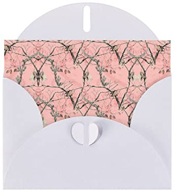 Grußkarte mit rosa Blättern, Camouflage, Perlen-Motiv, Papier (horizontal)