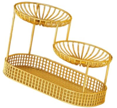 Sharplace, Puesto de Frutas, Frutero de Varios Niveles de Gran Capacidad, Versátil para Patatas, Verduras, Aperitivos, Frutas, Granja, Oro, tal como se describe