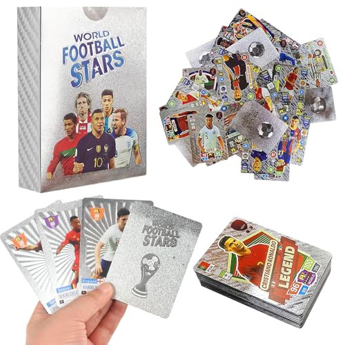 Foreverup 55Pcs Premier League & UEFA Football Cards - Silver, Trading Card Set