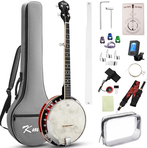 Kmise Banjo 5 String Banjos, Professional Full Size 38 Inch Open or Closed Back With Resonator, Bridge, Strings Pack, Finger Picks, Strap, Case, Tuner Accessories Set Gift Choice for Adults Beginner