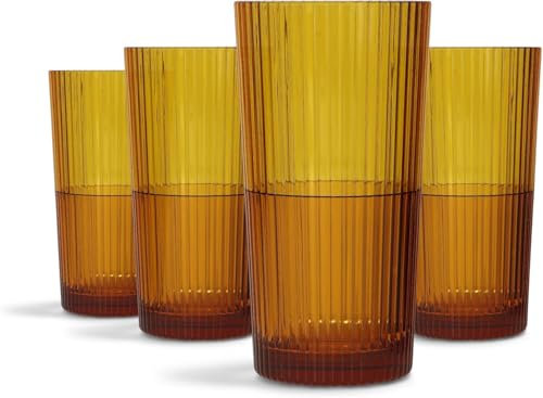 Drinique Unbreakable Edition Collins Tritan Renew Collins aus Kunststoff, Bernstein, 340 ml, 4 Stück